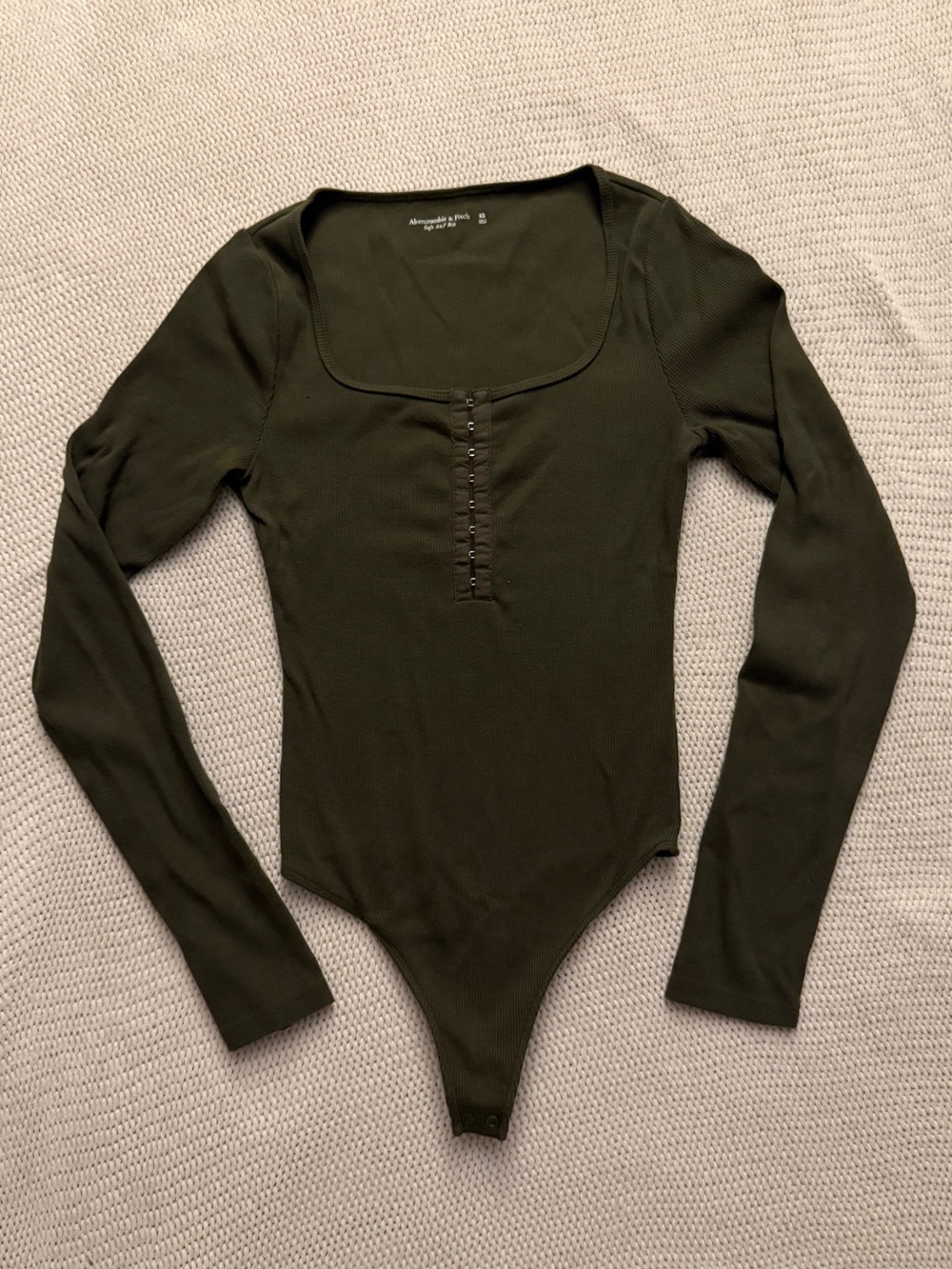 Abercrombie & Fitch Olive Green Long Sleeve Scoop Neck Bodysuit